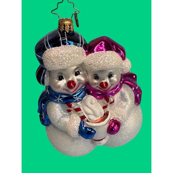 Christopher Radko Snow Couple Ornament White Glass Holiday 5" Germany #1022114 - Picture 5 of 6